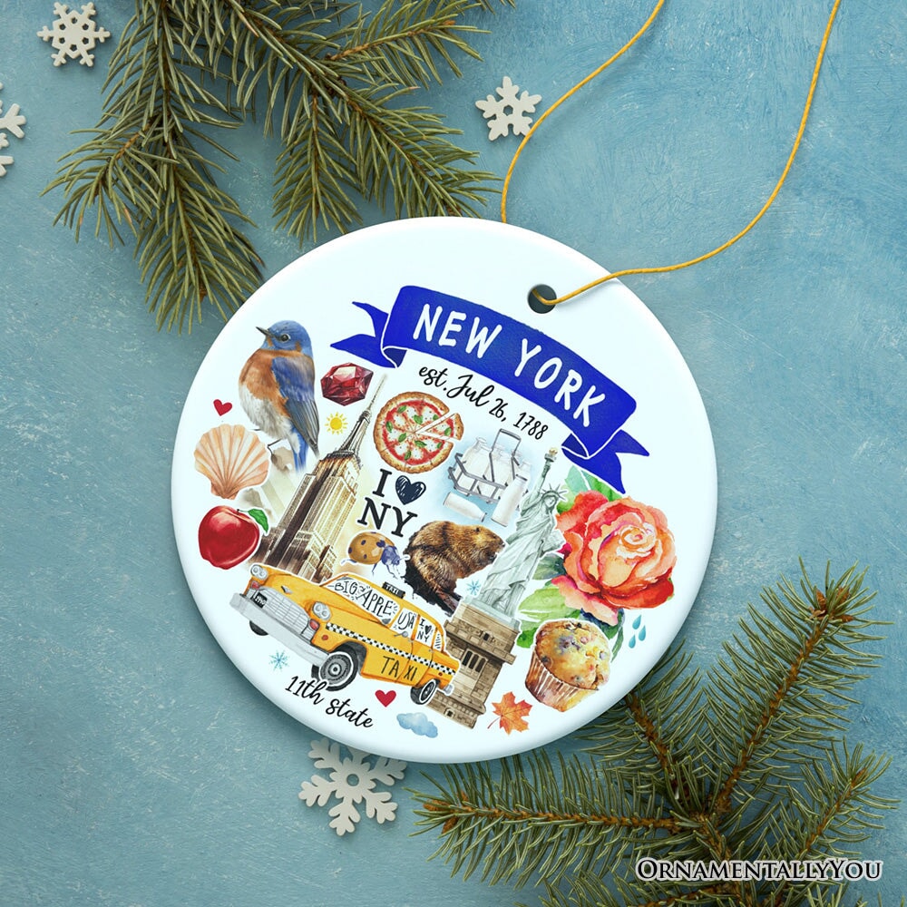 Artistic New York State Themes and Landmarks Christmas Ornament Ceramic Ornament OrnamentallyYou 