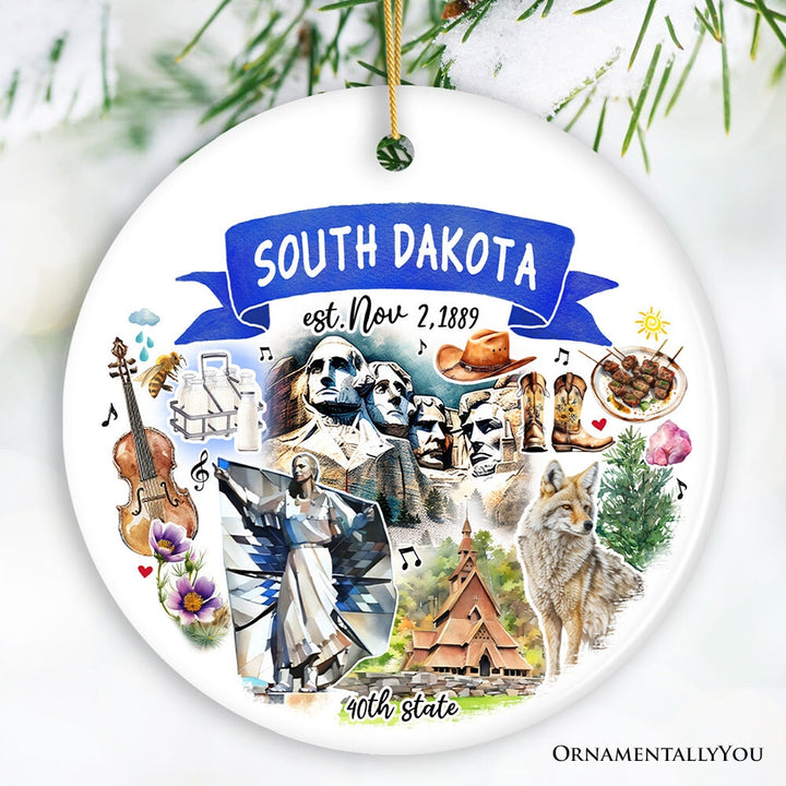 Artistic South Dakota State Themes and Landmarks Christmas Ornament Ceramic Ornament OrnamentallyYou Version 2 