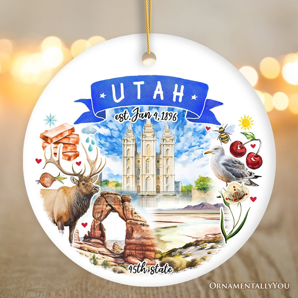 Artistic Utah State Themes and Landmarks Christmas Ornament Ceramic Ornament OrnamentallyYou Circle 
