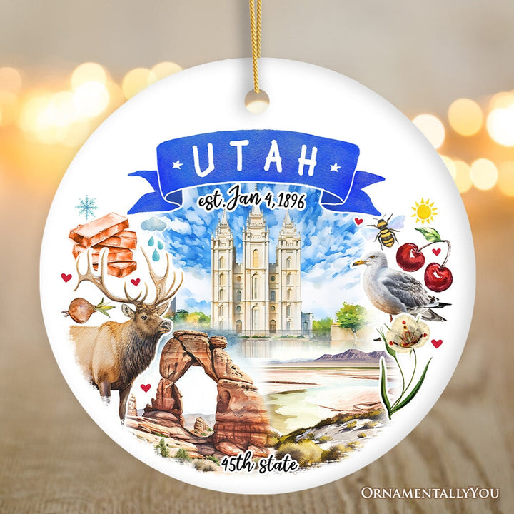 Artistic Utah State Themes and Landmarks Christmas Ornament Ceramic Ornament OrnamentallyYou Circle 