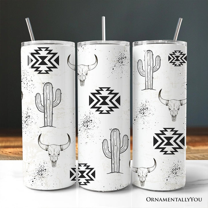 Aztec Tribal Art 20oz Personalized Tumbler With Lid and Stainless Steel Straw, Western Desert Gift Cup Tumbler OrnamentallyYou Non-Customized 