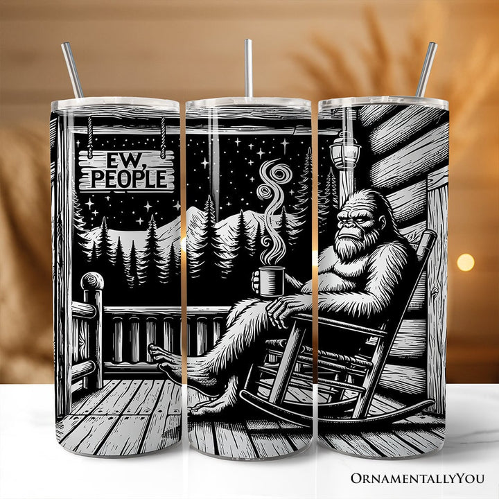 Bigfoot Cabin Life 20oz Personalized Tumbler With Lid and Stainless Steel Straw, Sarcastic Introvert Camping Gift Cup Tumbler OrnamentallyYou Non-Customized 