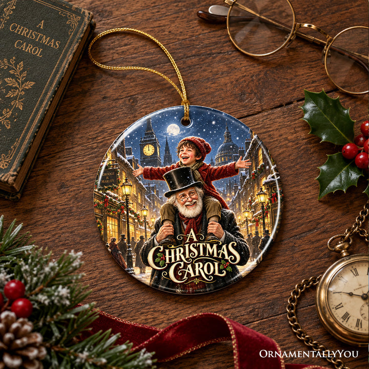 Scrooge and Tiny Tim Ornament, A Christmas Carol Victorian Gift and Tree Decor