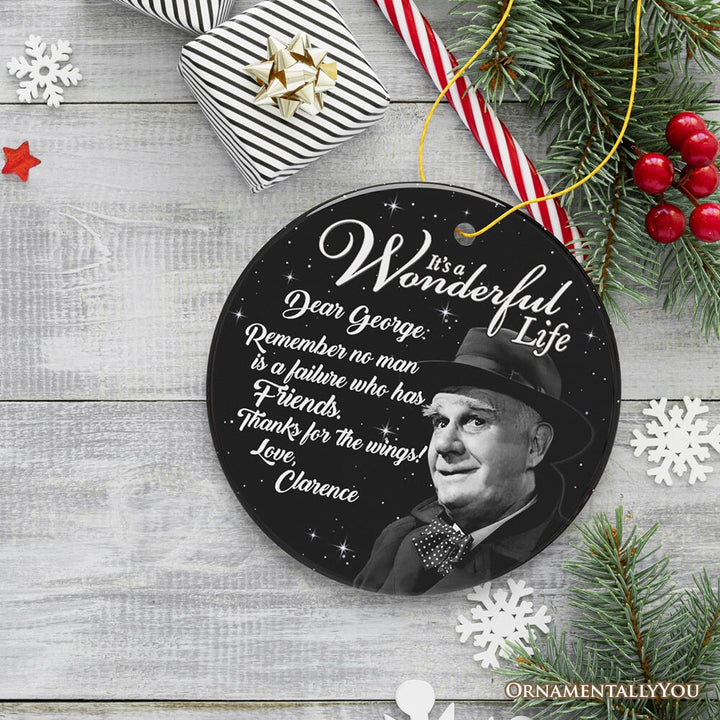 Clarence the Angel Dear George Quote Christmas Tree Ornament, Wonderful Life Gift Ceramic Ornament OrnamentallyYou 