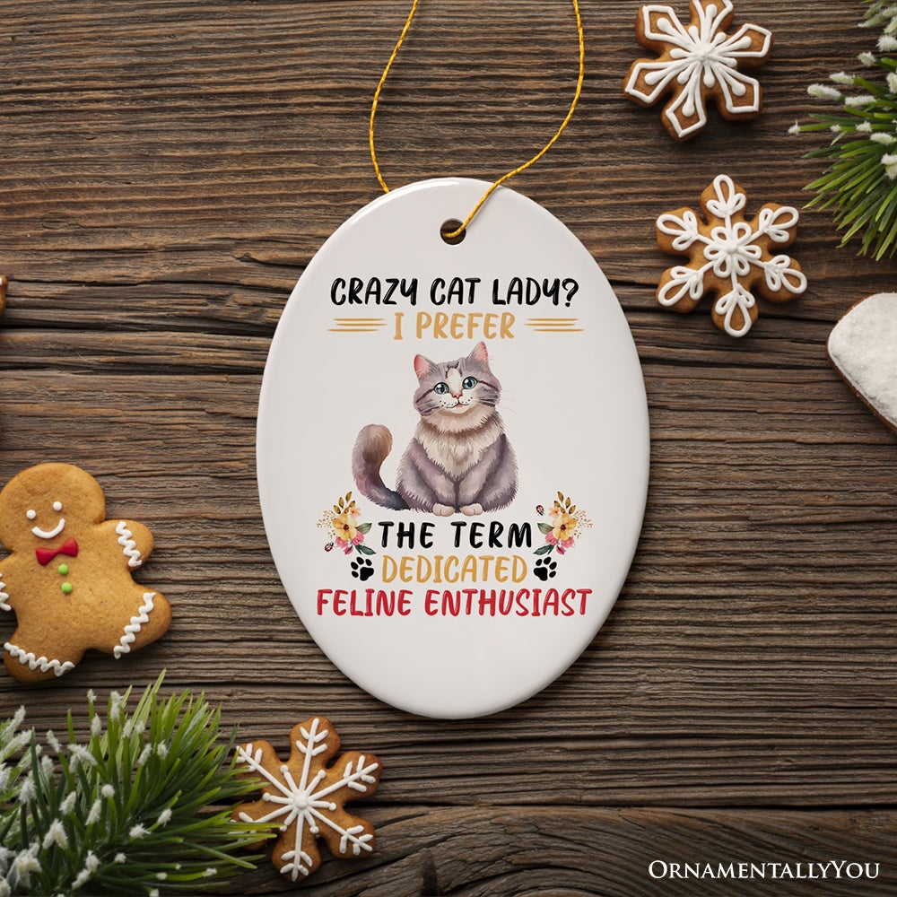 Crazy Cat Lady Ceramic Ornament, Cute and Funny Christmas Gift Ceramic Ornament OrnamentallyYou 
