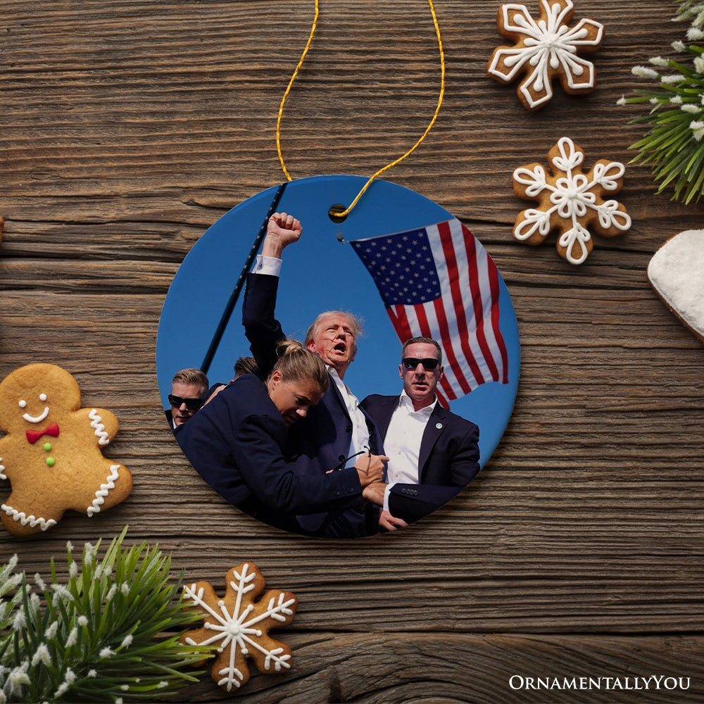 Donald Trump Failed Attempt 2024 Ceramic Ornament, Christmas Tree Decor OrnamentallyYou Circle 