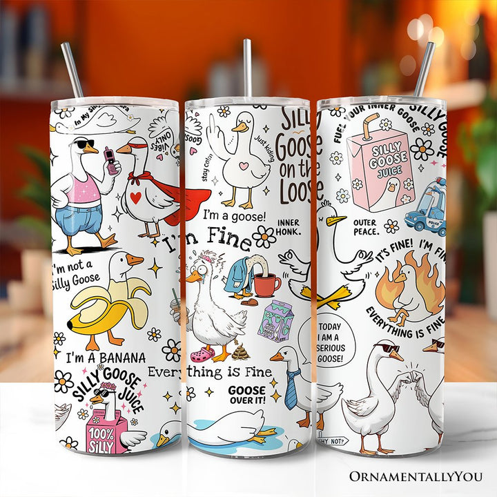 Funny Silly Goose Tumbler With Lid and Stainless Steel Straw, Humor Meme Travel Mug Gift Tumbler OrnamentallyYou Non-Customized 