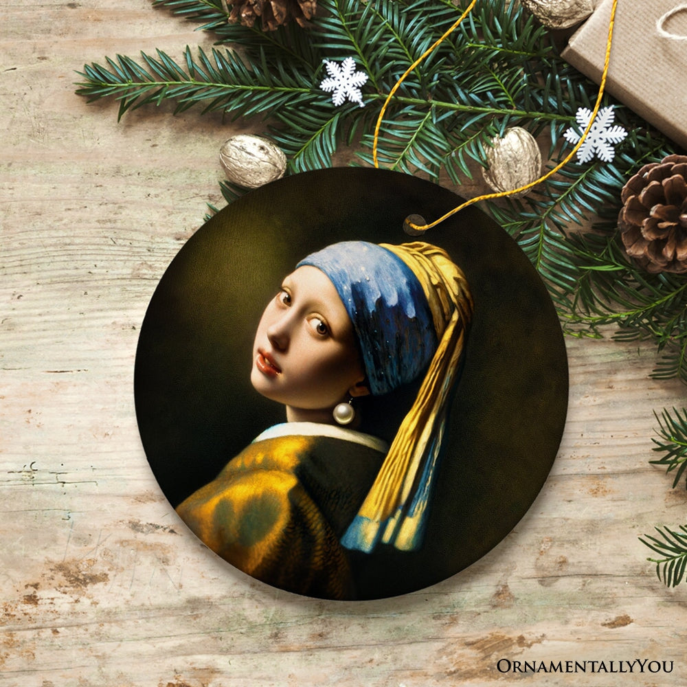 Johannes Vermeer Girl with a Pearl Earring Ceramic Ornament, Famous Painting Souvenir Ceramic Ornament OrnamentallyYou 