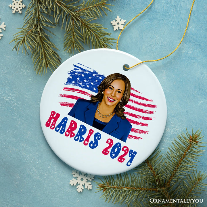 Kamala Harris 2024 Visionary Ornament, Keepsake For Determined Leadership Ceramic Ornament OrnamentallyYou 