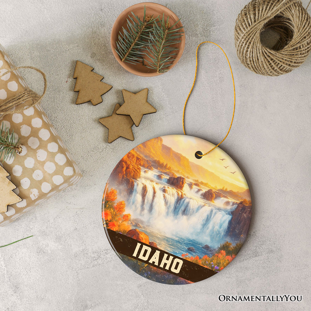 Majestic Idaho Shoshone Falls Ornament, Scenic Waterfall Christmas Gift and Nature Travel Souvenir