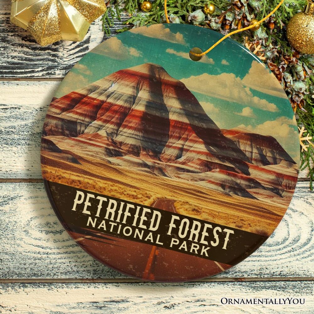 Petrified Forest National Park Ornament, Arizona Painted Desert Badlands Christmas Keepsake and Travel Souvenir Ceramic Ornament OrnamentallyYou 