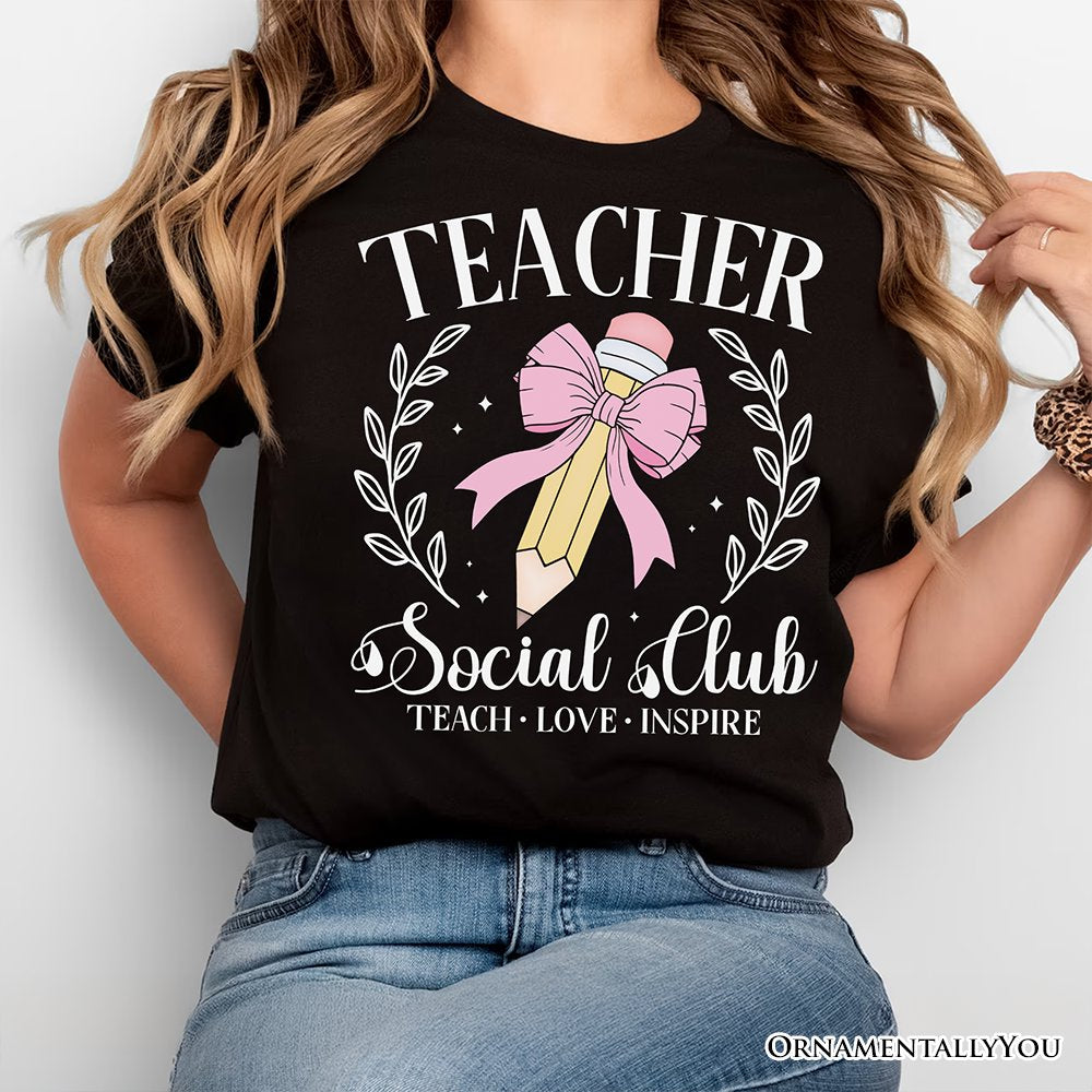 Teacher Social Club T-Shirt, White, Natural, and Black Tee for Stylish Educators T-Shirts OrnamentallyYou 