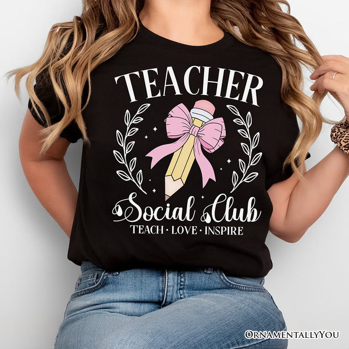 Teacher Social Club T-Shirt, White, Natural, and Black Tee for Stylish Educators T-Shirts OrnamentallyYou 