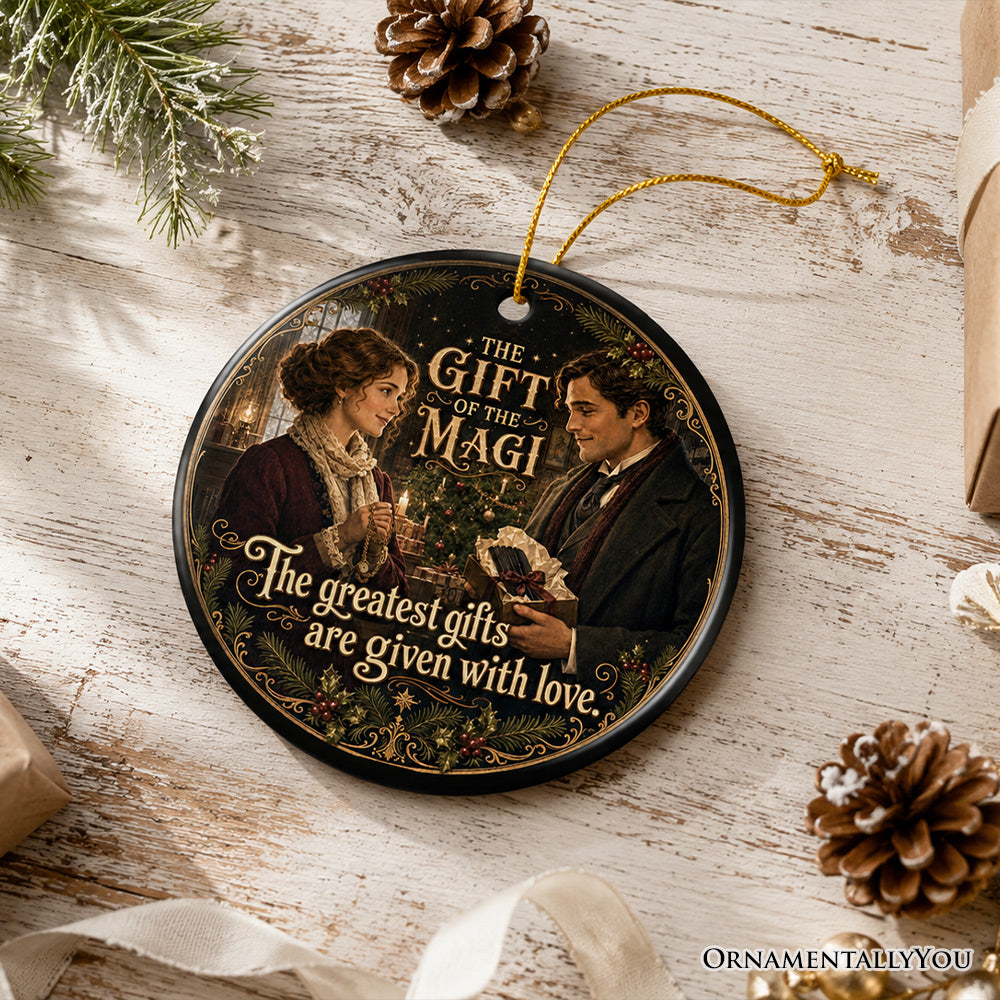 The Gift of the Magi Given With Love Quote Ornament, Romantic Literary Story Gift and Tree Decor