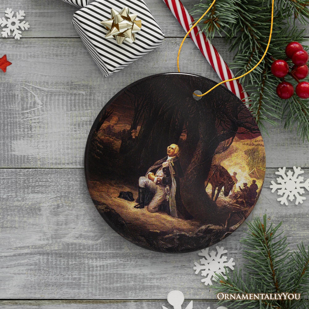 Arnold Friberg Prayer at Valley Forge Ornament, Historical and Patriotic George Washington Christmas Gift and Keepsake Ceramic Ornament OrnamentallyYou 
