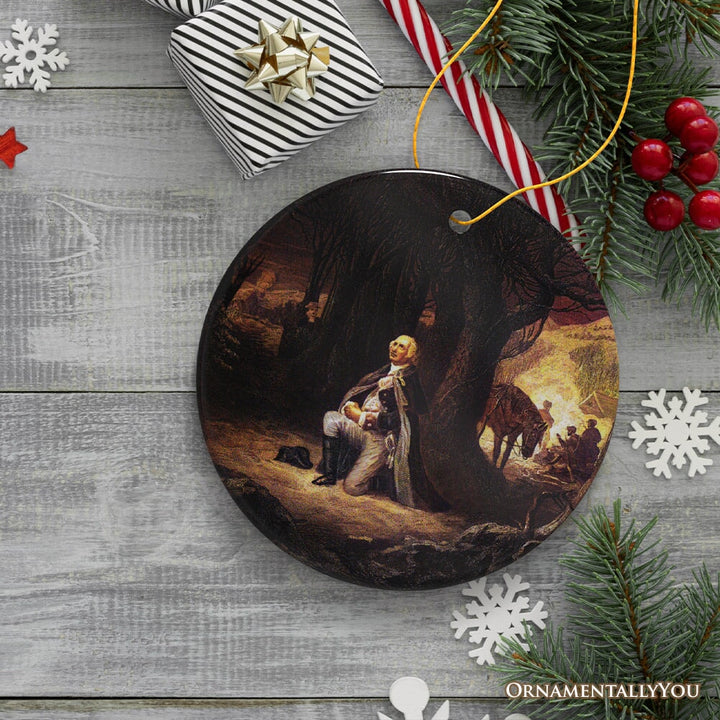 Arnold Friberg Prayer at Valley Forge Ornament, Historical and Patriotic George Washington Christmas Gift and Keepsake Ceramic Ornament OrnamentallyYou 