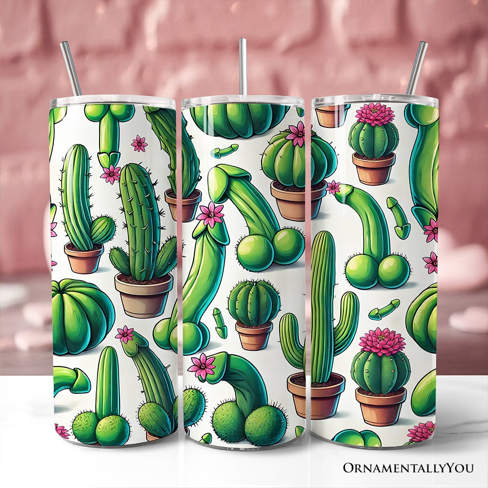 Valentine Adult Humor 20oz Personalized Tumbler With Lid and Stainless Steel Straw, Funny Cactus Gift Cup Tumbler OrnamentallyYou Non-Customized 