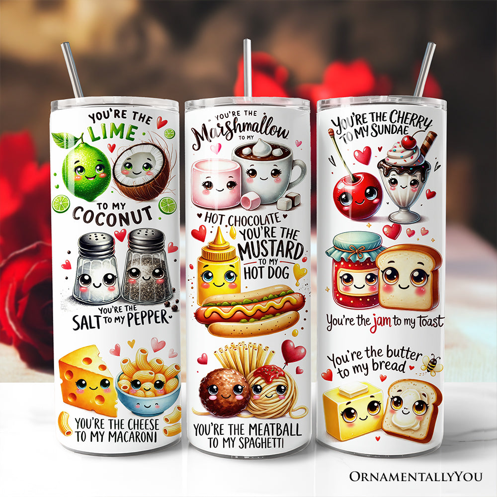 Valentine Food Pun Soulmates 20oz Personalized Tumbler With Lid and Stainless Steel Straw, Romantic Gift Cup