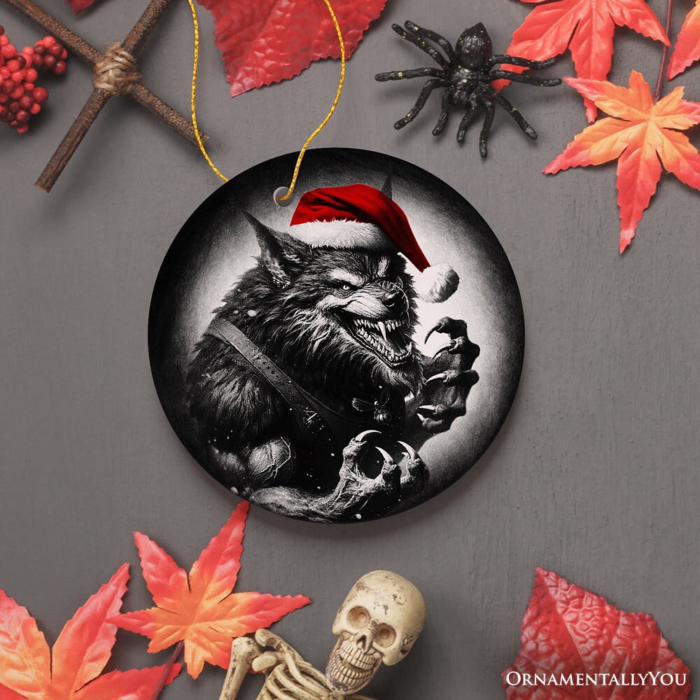 Vicious Werewolf Ceramic Ornament, Enigmatic Christmas Decoration for Halloween Tree Ceramic Ornament OrnamentallyYou 