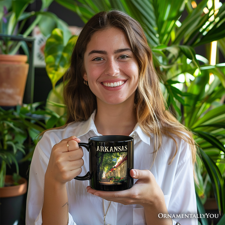 Vintage Arkansas State Hot Springs Personalized Mug, Bathhouse Row Gift and Scenic Landmark Keepsake Souvenir with Custom Name