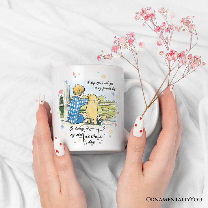 A Day with You is My Favorite Winnie-the-Pooh Personalized Mug, 1926 A.A. Milne Gift with Custom Name Personalized Ceramic Mug OrnamentallyYou 