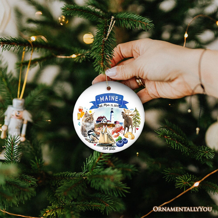 Artistic Maine State Themes and Landmarks Christmas Ornament Ceramic Ornament OrnamentallyYou 