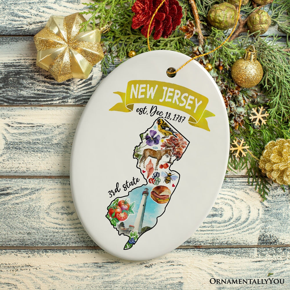 Artistic New Jersey State Themes and Landmarks Christmas Ornament Ceramic Ornament OrnamentallyYou 