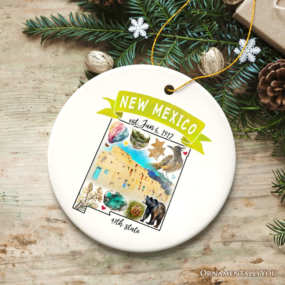 Artistic New Mexico State Themes and Landmarks Christmas Ornament Ceramic Ornament OrnamentallyYou Version 1 