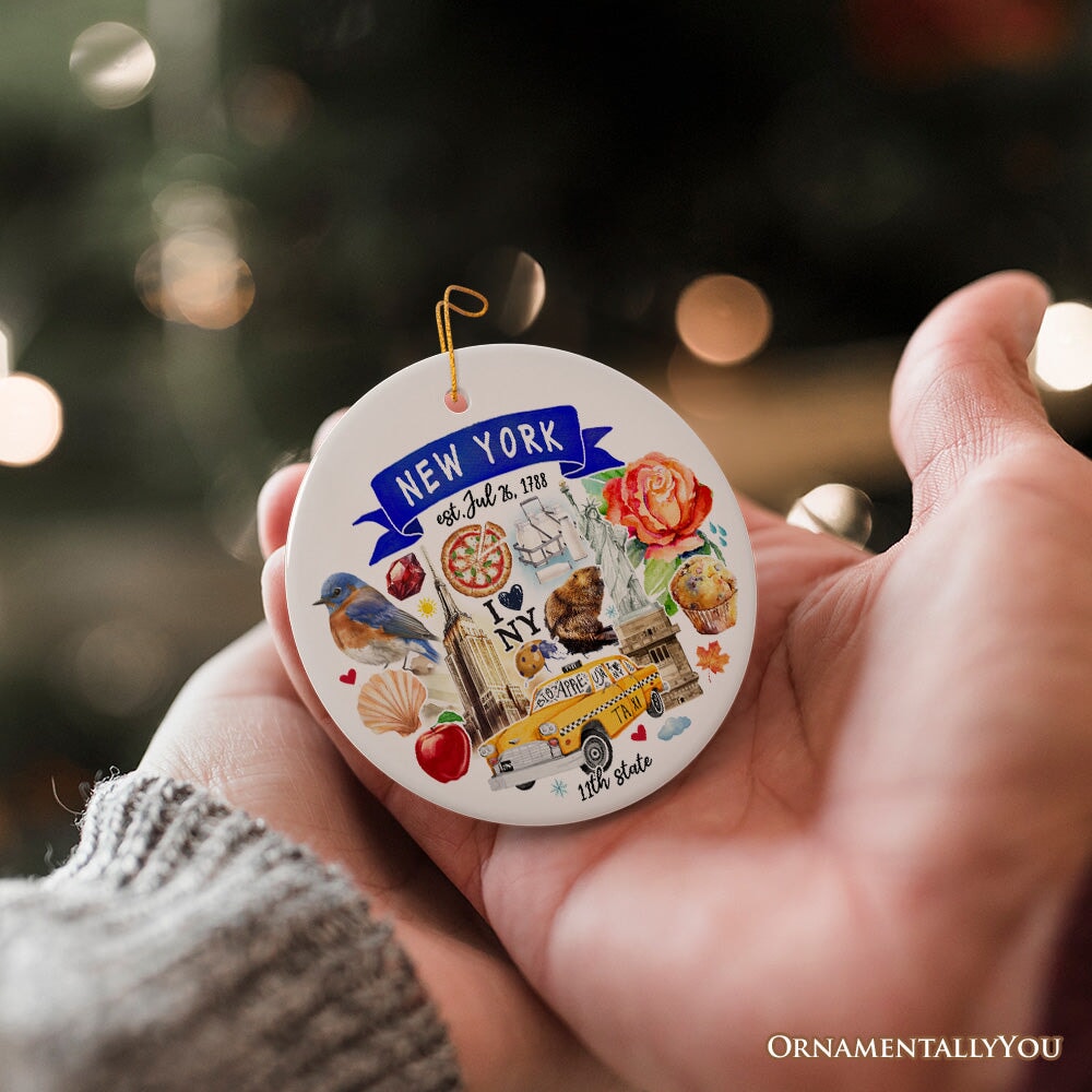 Artistic New York State Themes and Landmarks Christmas Ornament Ceramic Ornament OrnamentallyYou 