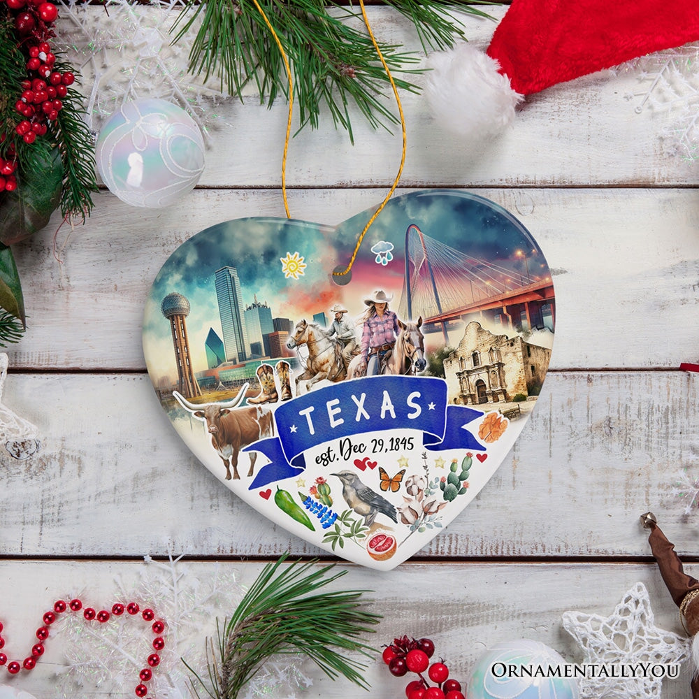 Artistic Texas State Themes and Landmarks Christmas Ornament Ceramic Ornament OrnamentallyYou 