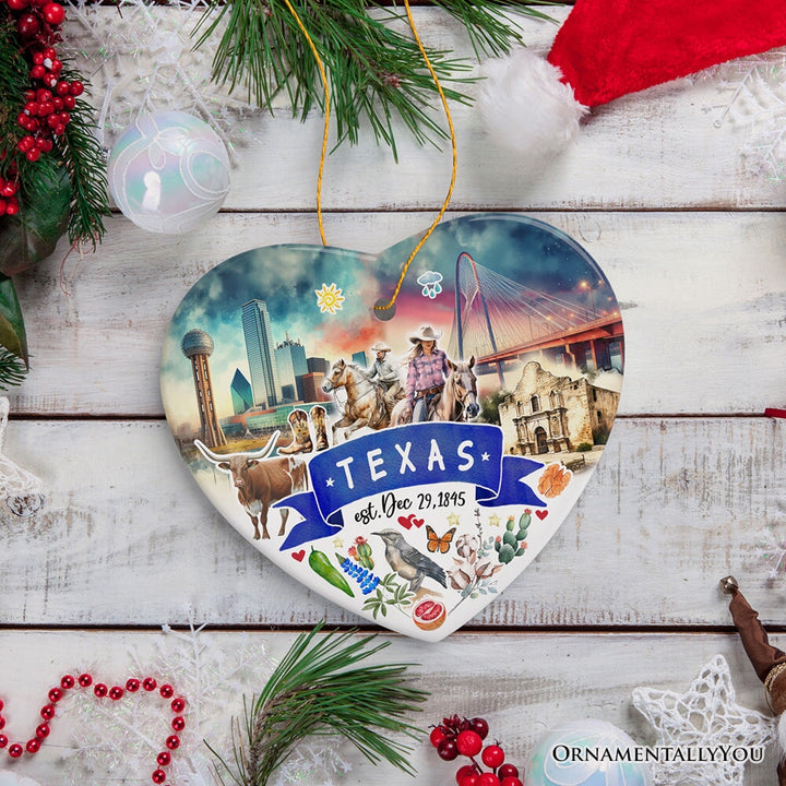 Artistic Texas State Themes and Landmarks Christmas Ornament Ceramic Ornament OrnamentallyYou 