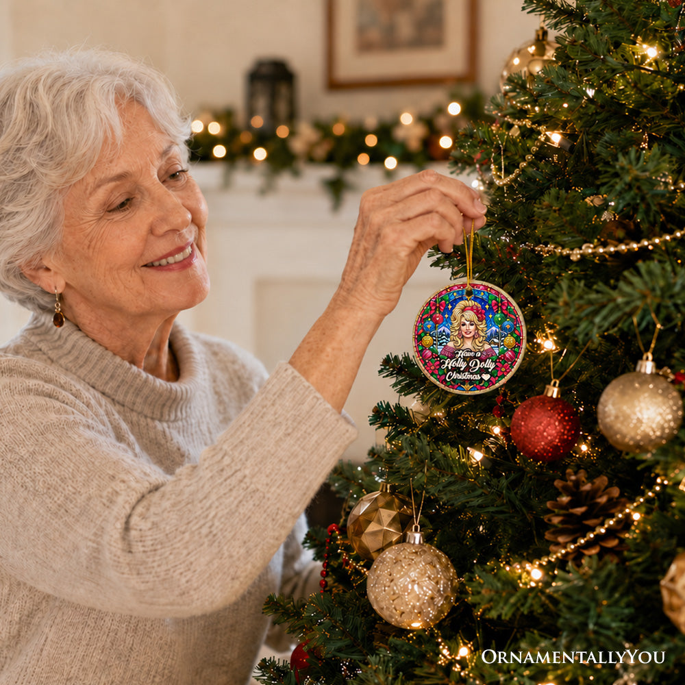 Have a Holly Dolly Christmas Ornament, Marvelous Country Keepsake