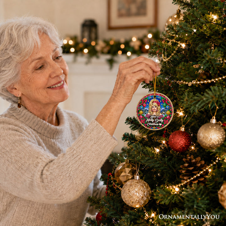 Have a Holly Dolly Christmas Ornament, Marvelous Country Keepsake