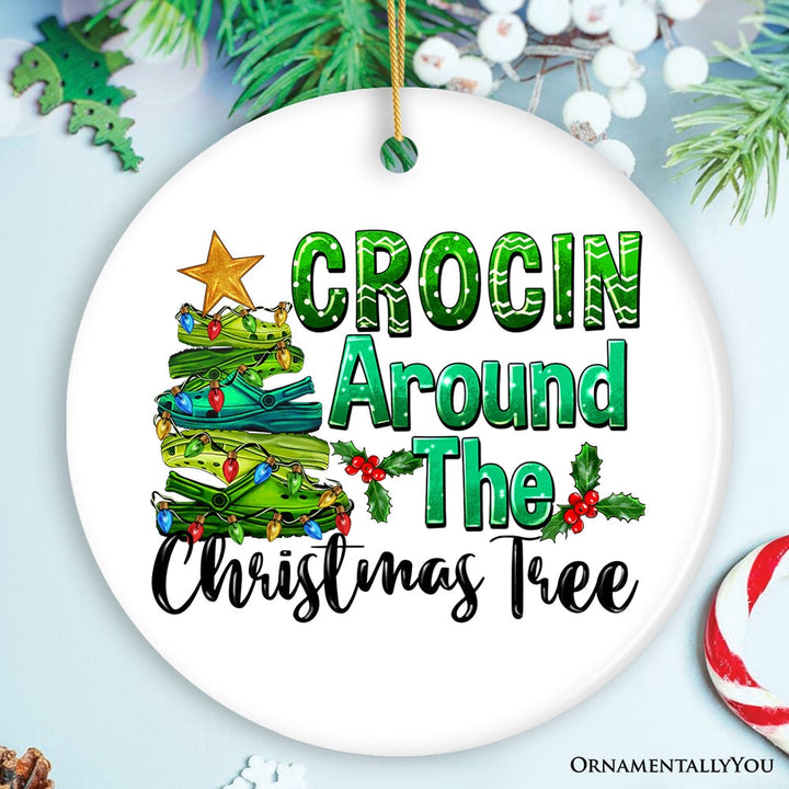 Crocin’ Around The Christmas Tree Joyfully Funny Christmas Ornament Ceramic Ornament OrnamentallyYou Circle 