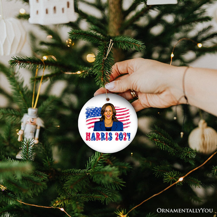 Kamala Harris 2024 Visionary Ornament, Keepsake For Determined Leadership Ceramic Ornament OrnamentallyYou 