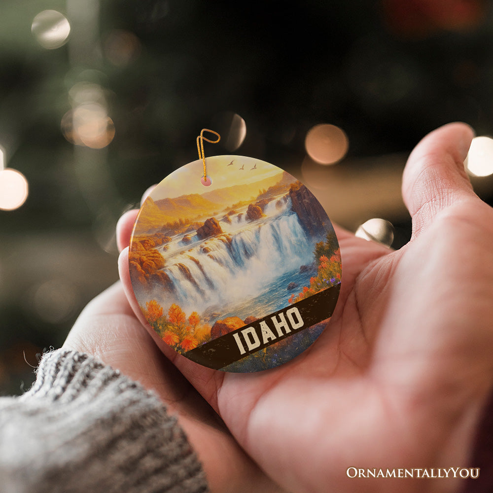Majestic Idaho Shoshone Falls Ornament, Scenic Waterfall Christmas Gift and Nature Travel Souvenir