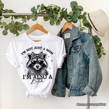 Not Just a Mom Raccoon T-Shirt, Retro White Tee for Sarcastic and Unapologetic Mothers T-Shirts OrnamentallyYou White XS 