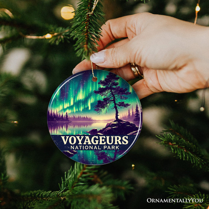 Radiant Voyageurs National Park Ornament, Minnesota Northern Lights Wilderness Reflection Christmas Gift and Scenic Night Sky Keepsake