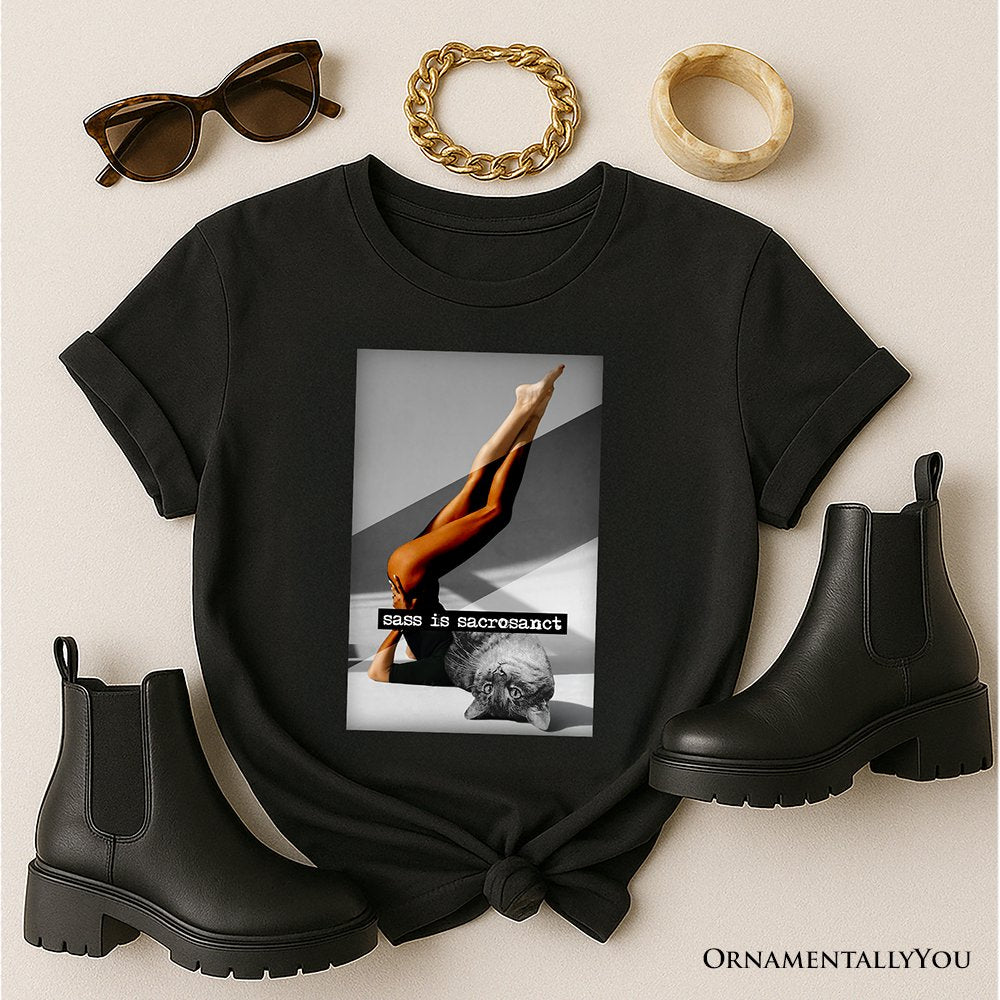 Sass is Sacrosanct Concept Art Graphic T-Shirt, Sexy Cat Woman Black and White Streetwear Tee T-Shirts OrnamentallyYou Black XS 