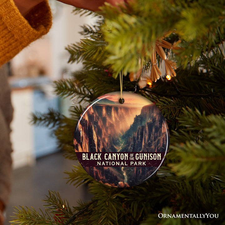 Striking Black Canyon of the Gunnison National Park Ornament, Colorado Sheer Cliff Gorge Christmas Gift and Canyon Vista Keepsake