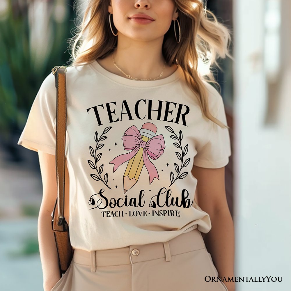 Teacher Social Club T-Shirt, White, Natural, and Black Tee for Stylish Educators T-Shirts OrnamentallyYou 