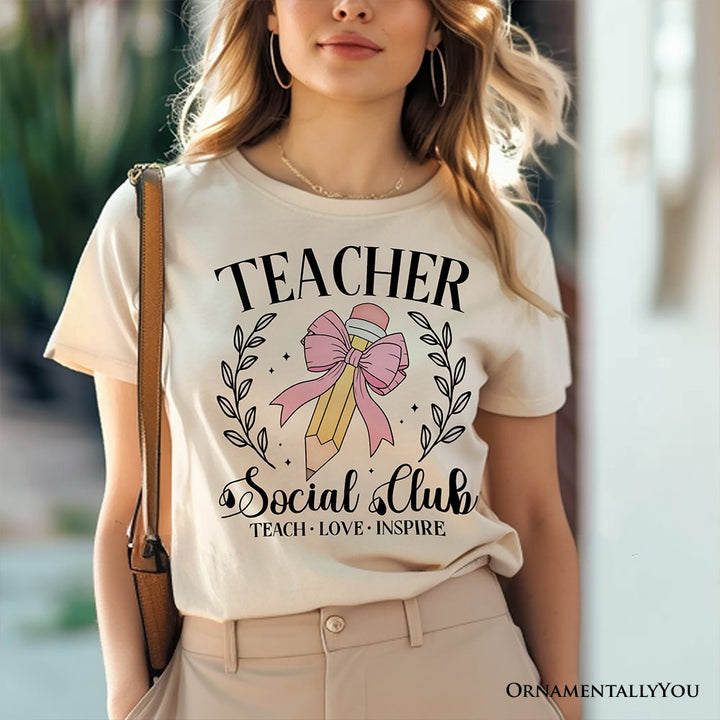 Teacher Social Club T-Shirt, White, Natural, and Black Tee for Stylish Educators T-Shirts OrnamentallyYou 