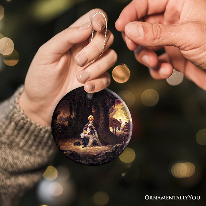 Arnold Friberg Prayer at Valley Forge Ornament, Historical and Patriotic George Washington Christmas Gift and Keepsake Ceramic Ornament OrnamentallyYou 