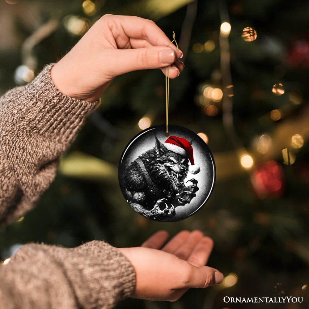 Vicious Werewolf Ceramic Ornament, Enigmatic Christmas Decoration for Halloween Tree Ceramic Ornament OrnamentallyYou 