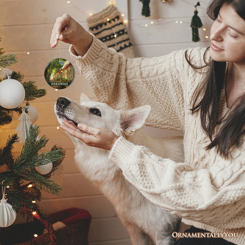 Vintage Arkansas Hot Springs Ornament, Bathhouse Row Christmas Gift and Scenic Landmark Keepsake Ceramic Ornament OrnamentallyYou 