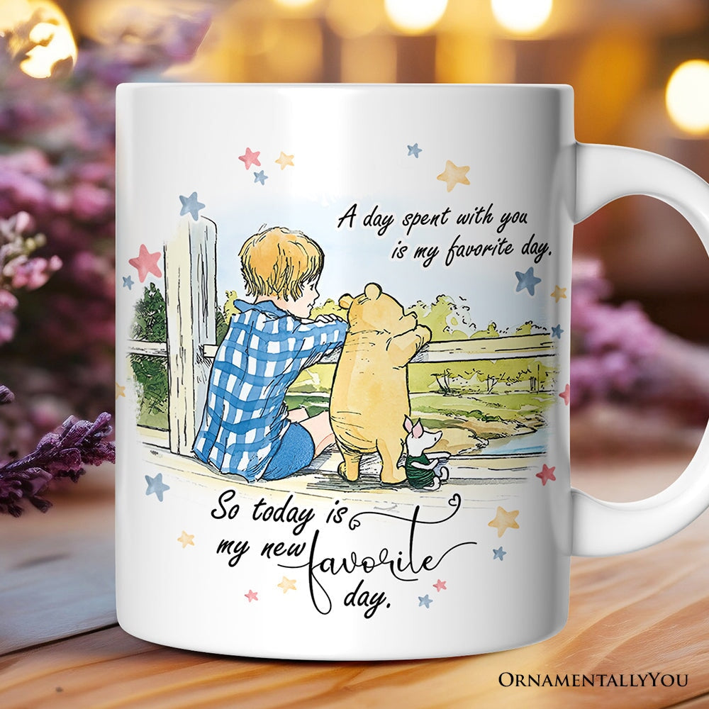 A Day with You is My Favorite Winnie-the-Pooh Personalized Mug, 1926 A.A. Milne Gift with Custom Name Personalized Ceramic Mug OrnamentallyYou 