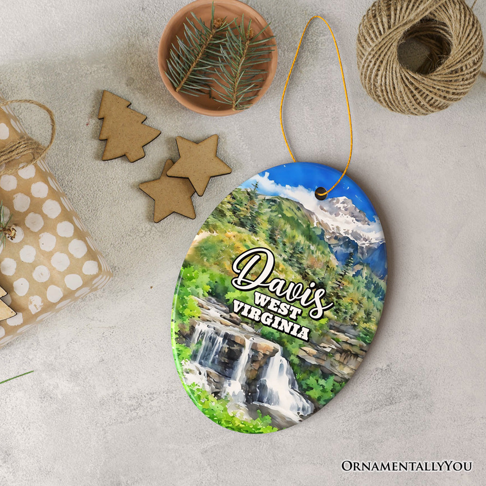 Adventurous Davis Mountain Town Ornament, West Virginia Appalachian Charm Christmas Gift and Souvenir