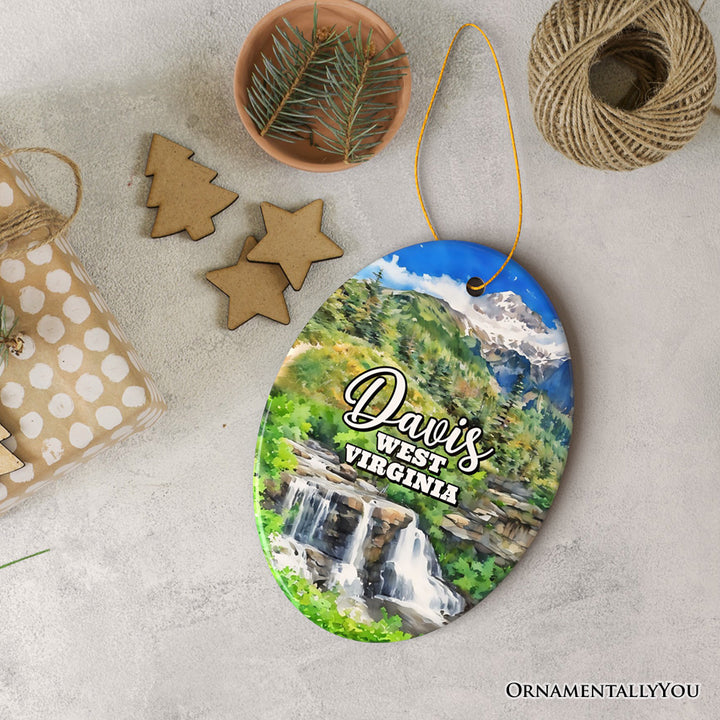 Adventurous Davis Mountain Town Ornament, West Virginia Appalachian Charm Christmas Gift and Souvenir