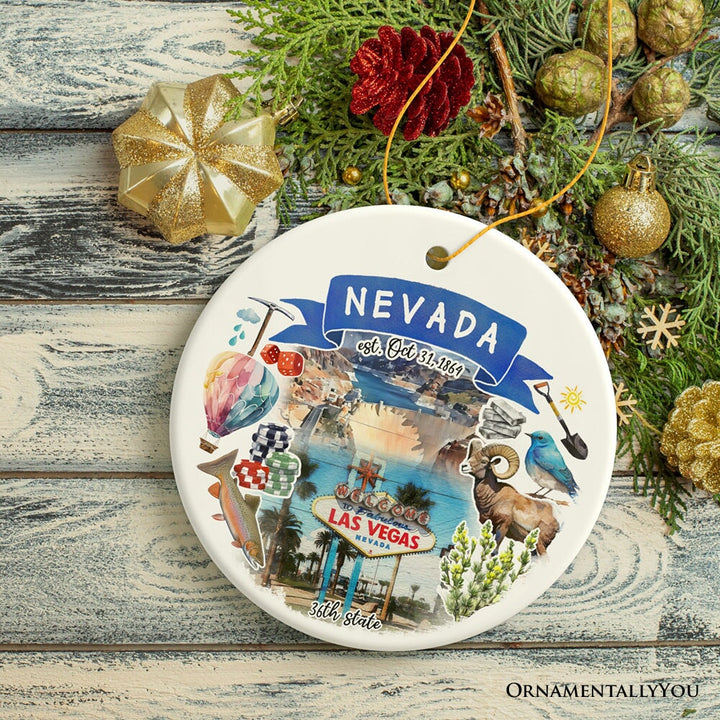 Artistic Nevada State Themes and Landmarks Christmas Ornament Ceramic Ornament OrnamentallyYou 
