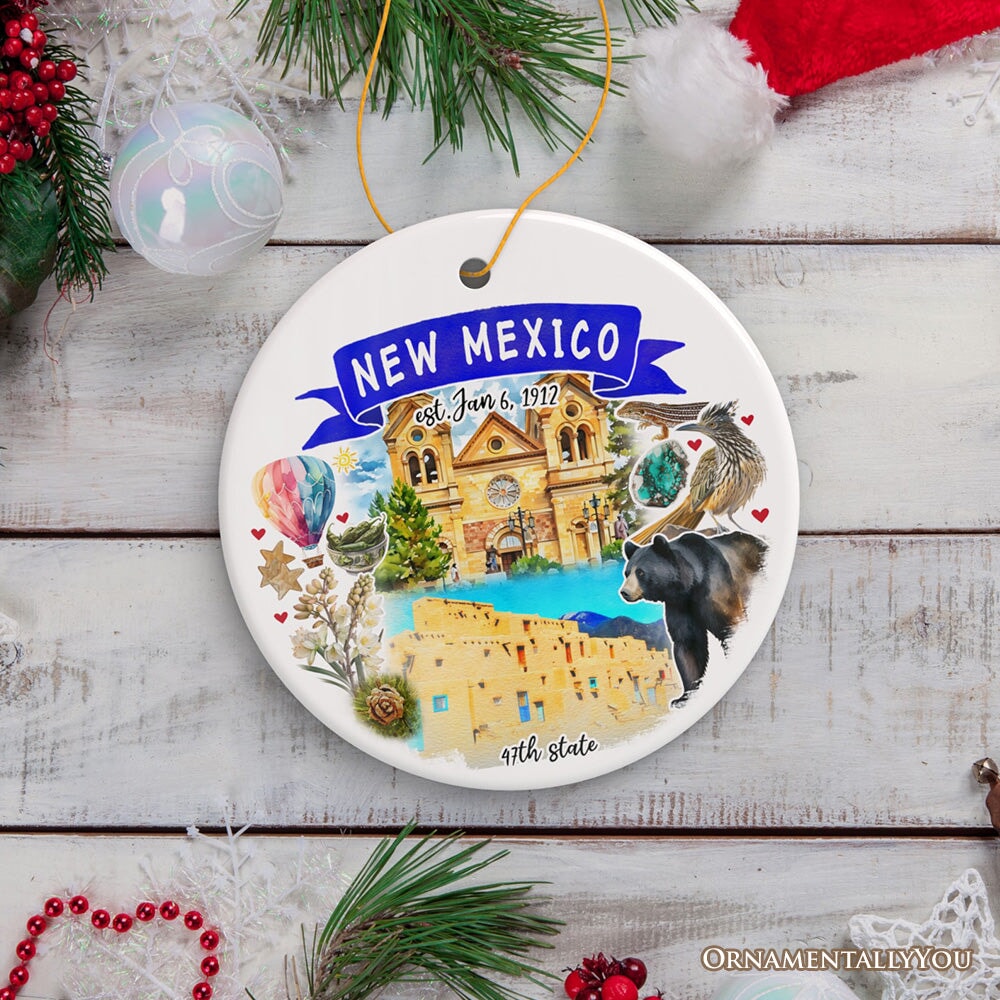 Artistic New Mexico State Themes and Landmarks Christmas Ornament Ceramic Ornament OrnamentallyYou 